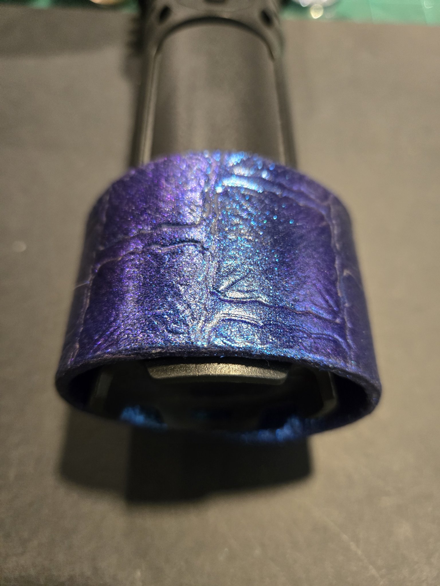Stock 220 standing upright to show its blue and purple color shift