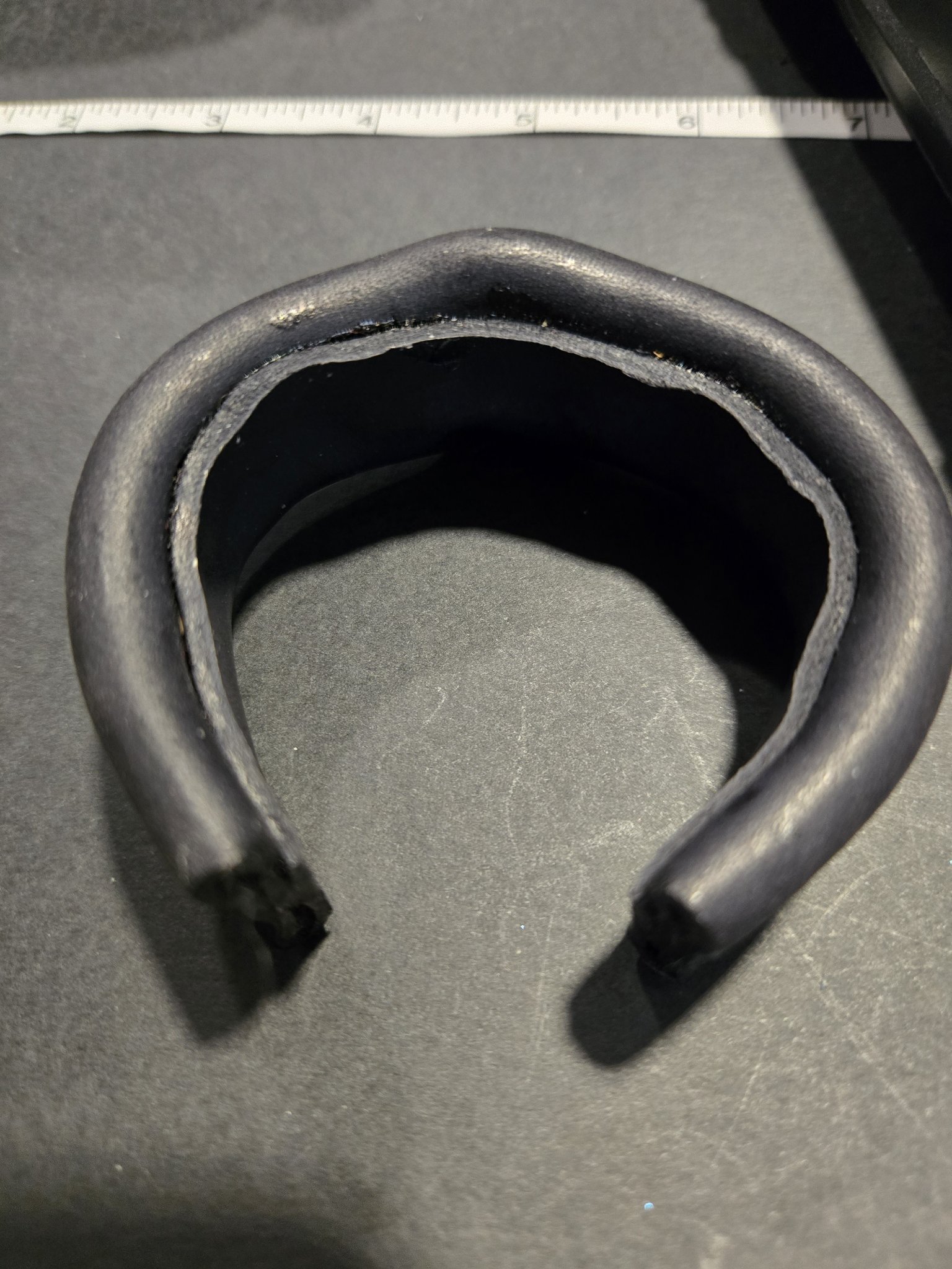 Top view of stock 227 showing its open, bendable cuff shape