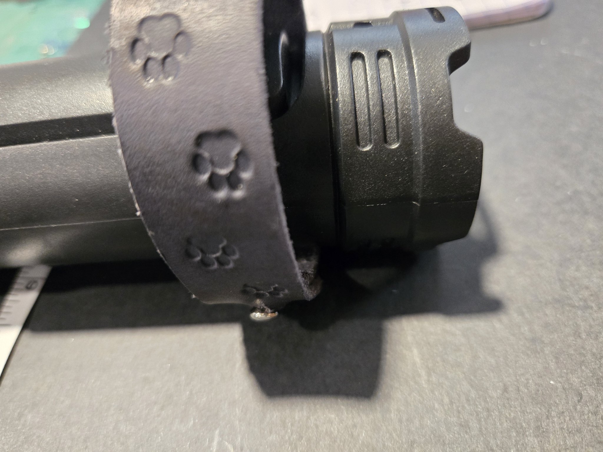 Side view of stock 229 on display showing its button closure